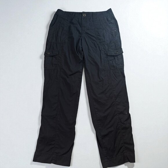 Style & Co Black Cargo Pants Size 8 Roll Tab Utility Pockets Stretch Grunge - Picture 1 of 16